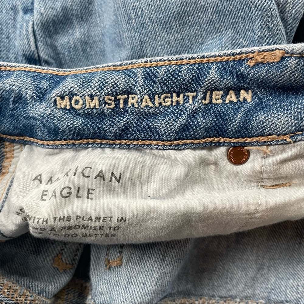 American Eagle Distressed Patchwork Mom Straight … - image 7